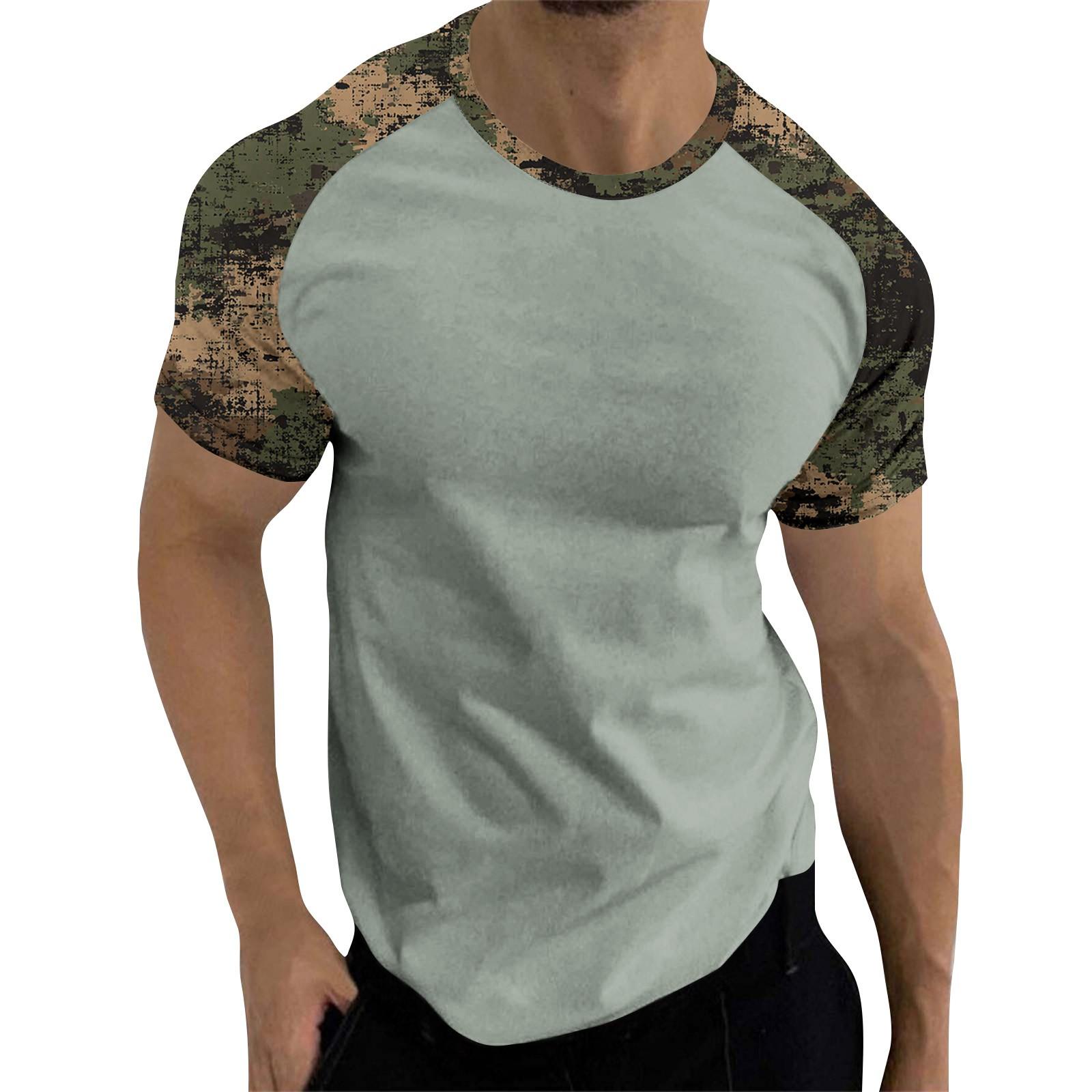 

Camouflage Style Printed Raglan Sleeves Men s Short Sleeved Top XL