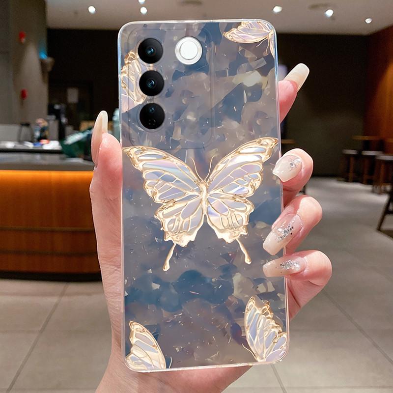 Case For Vivo V27 Capa Cases For Vivo V27E Flower Butterfly Protective Thin Case For Vivo V27 Pro Soft Silicone TPU Phone Cover