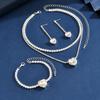 Jewelry Heart Rhinestone Necklace Earrings Bracelet Three-piece Set Fashion Bridal Set Dress Accessories Women's