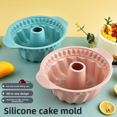 Silikon-Chiffon-Kuchenform - Geeignet für den Heimgebrauch, Einfaches Herauslösen des Kuchens, Runde Form mit Ohren - Geeignet für die Herstellung von Mousse während des Backens.