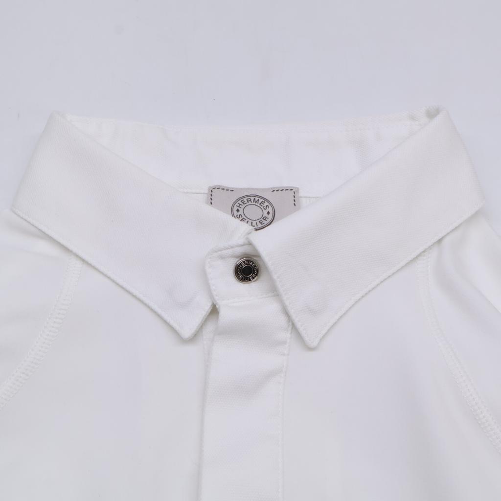 HERMES [Excellent Condition] Serie Button Button-Down Short Sleeve Polo Shirt/ tops S whiteUsed