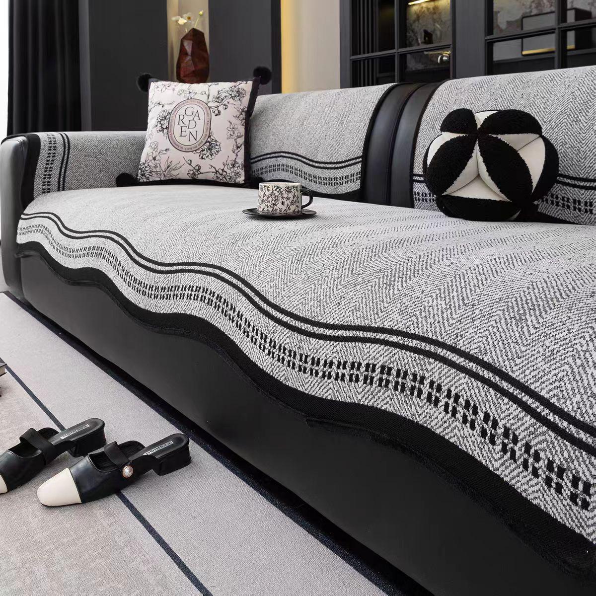 1PC Special-shaped Sofa Cushion New Light Luxury One-piece Straight Non-slip Leather Sofa Special Four-season Seat Cushion 90X70CM серый 4690₽