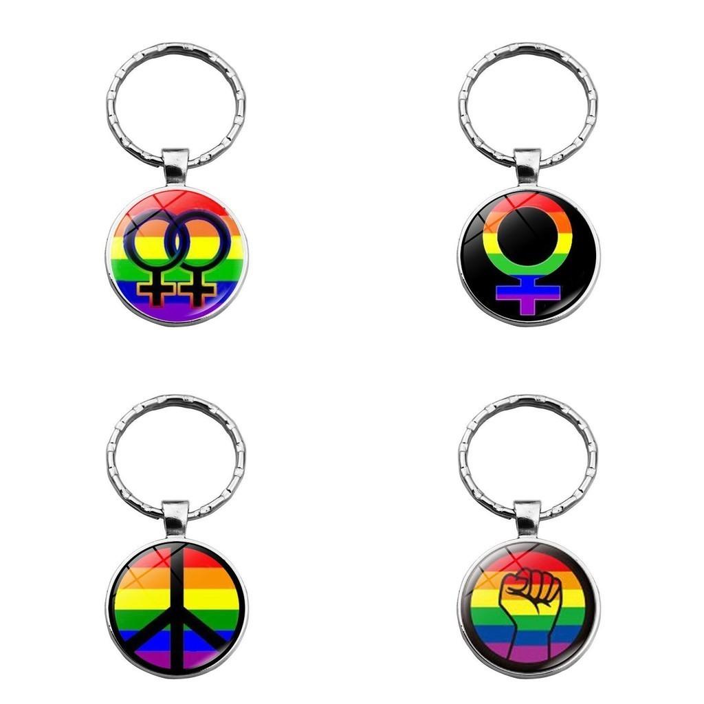Rainbow Lgbtq Keychain Creative Couple Gift Modern Style Zinc Alloy Key Ring Bag Decoration Xswx4626-1