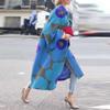 Women Fashion Printed Trench Coat Long Outerwear Cardigan Pocket Jacket Overcoat