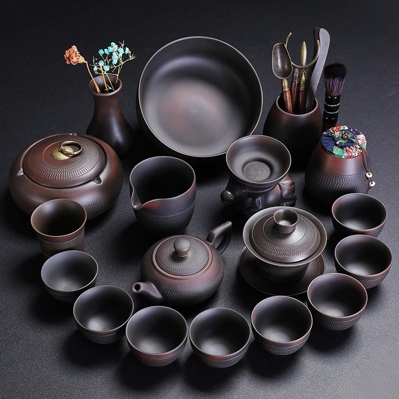 Purple Pottery Kung Fu Tea Set Household Purple Sand Brewing Teapot Teacup Tea Sea Tea Set Set High-End Business Gifts