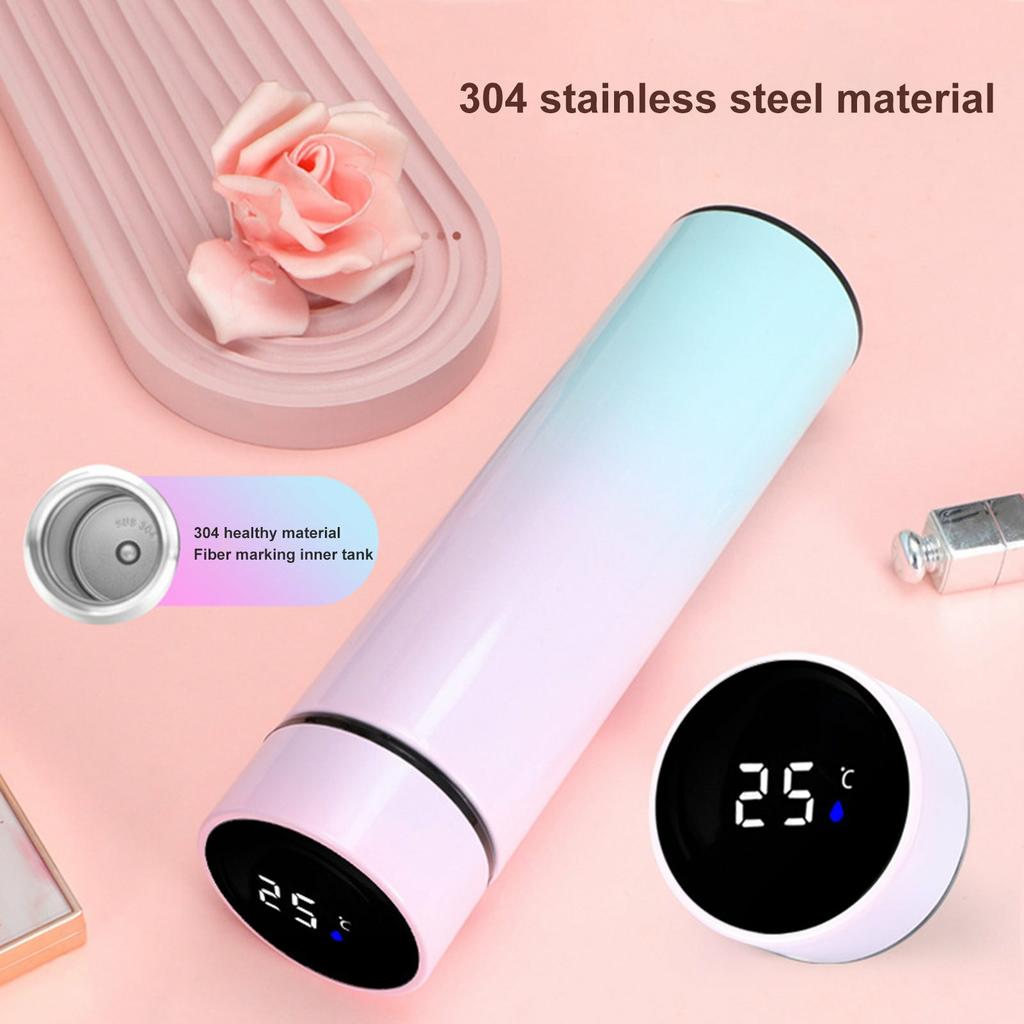 500ML Gradient Color Insulated Bottle with Smart Temperature Display 304 Stainless Steel Double Wall Vacuum Cup