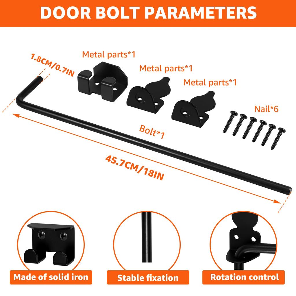 Cane Bolt Gate Drop Rod Kit 18 Inch Heavy Duty Iron Gate Ground Latch Multipurpose Fence Ground Latch Gates Doors Stopper