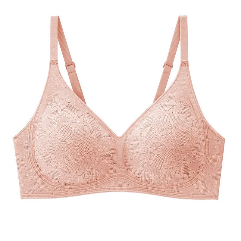 Lace seamless underwear women's small breasts gather anti-sagging fixed cup jelly soft support pull-up bra summer thin