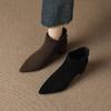 Krazing Pot Cow Suede Nubuck Pointed Toe Thick Heels Chelsea Boots Size 43 Zip Basic Clothing Women Ankle Boots