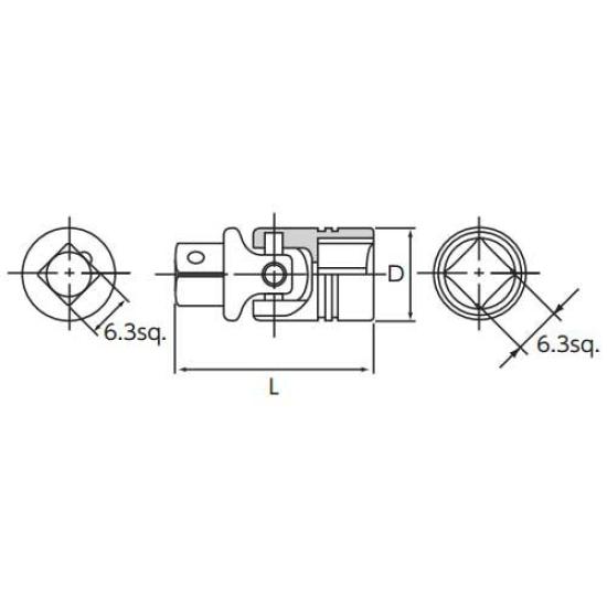 Kyoto Machine Tool Nepros Universal Joint NBJ2 (KTC) 6.3mm (1/4 inch)