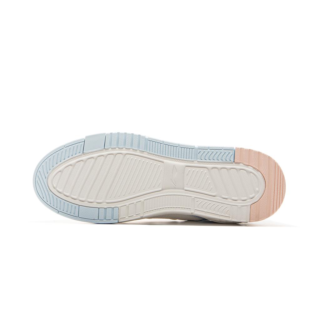 New LiNing Common 80s Slip Resistant, Abrasion Resistant, Breathable Low top Skateboard Shoes Women's White Blue AGCV052-2