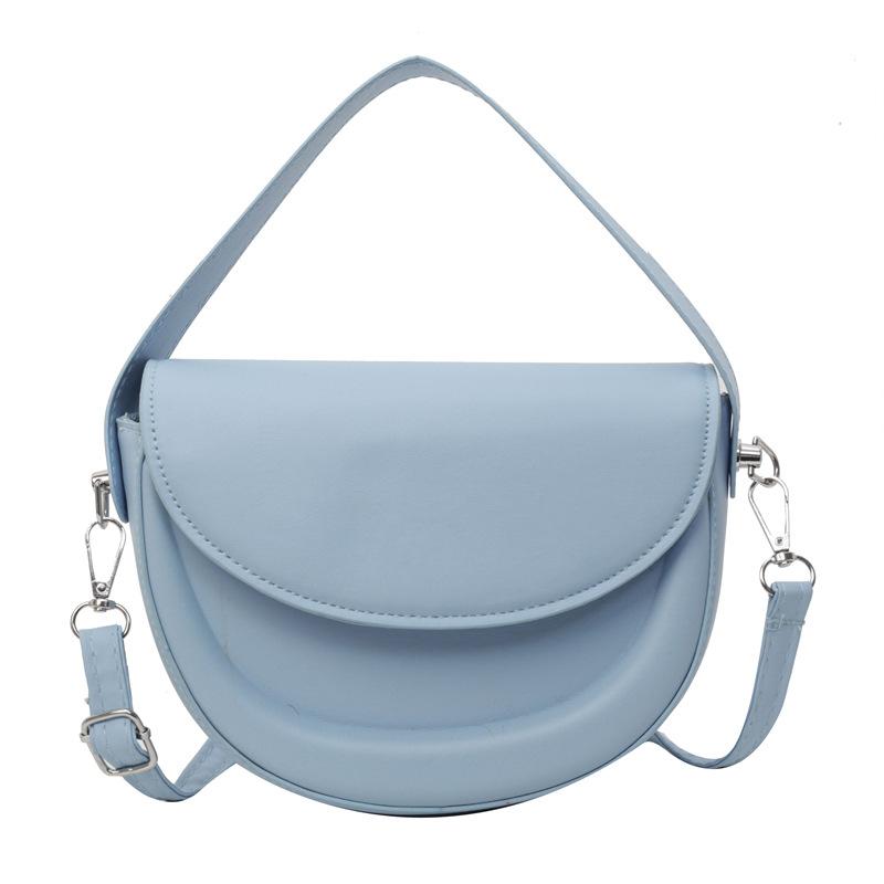 

Текстура, популярна суцільна кольорова жіноча сумка-сідло великої місткості 2024, нова весна-літо, сумка через плече синій