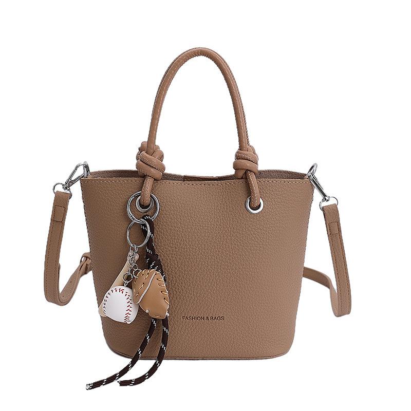 High-end Lychee Pattern Bucket Bag, Hand-held Vegetable Basket Bag, Fashionable Single-shoulder Crossbody Bag