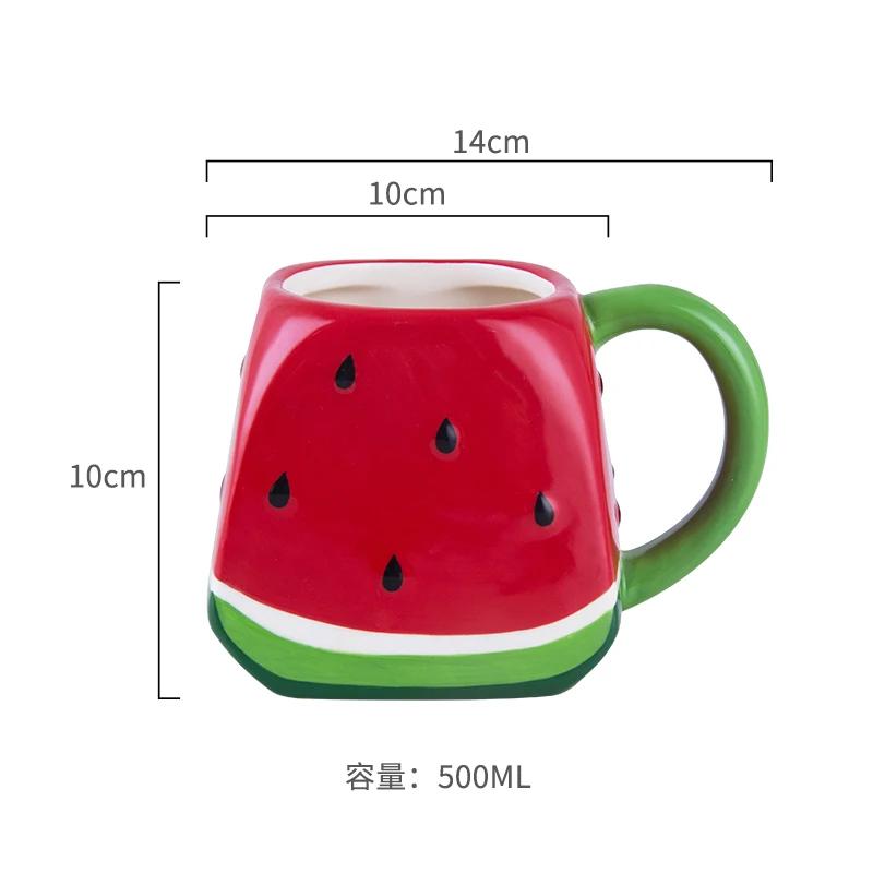 Creative Red Watermelon Cup Ceramic Net Red Mug Drinking Water Family Lovely Coffee Milk Cup Kawaii Mug