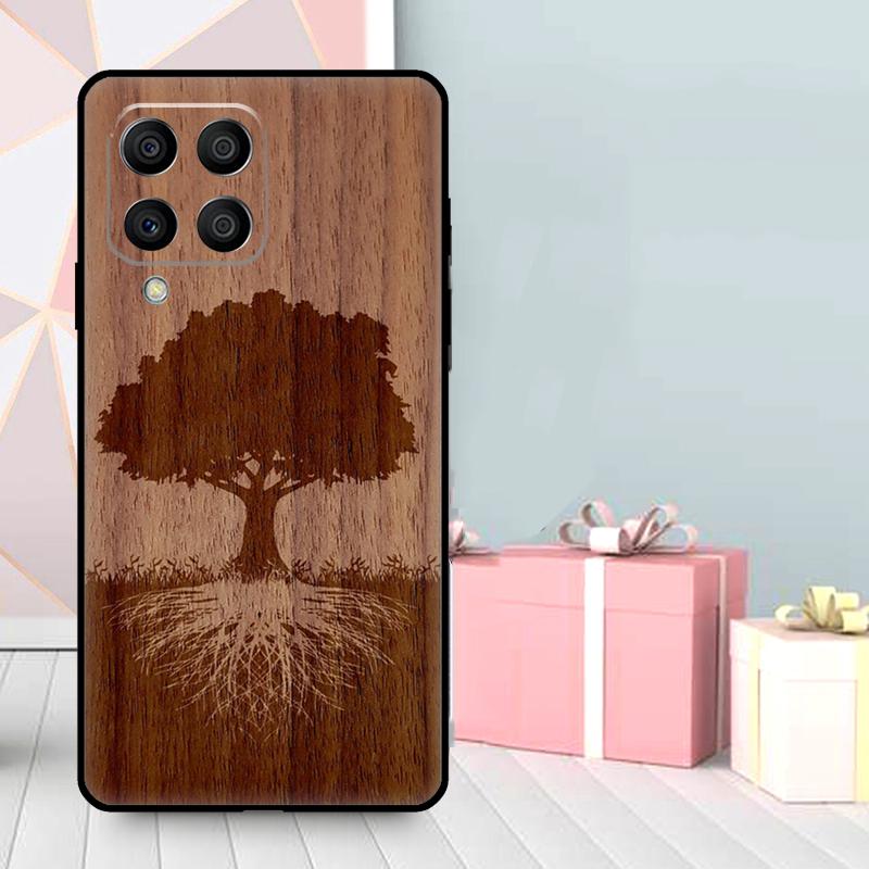 Tree Flower Bamboo Wood Case For Samsung Galaxy M36 M12 M52 M06 M16 M56 M33 M15 M55 M31 M13 M14 M53 M32 M35 M34 M54