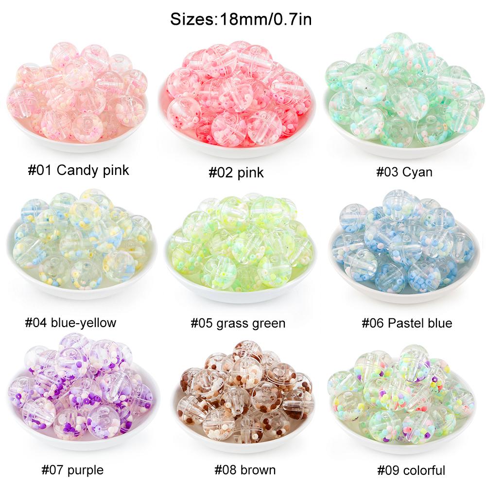 

5Pcs/Lot Random Color Mixing Transparent Oil Liquid Beads Quicksand Water Core Acrylic Beads Diy Jewelry Accessories