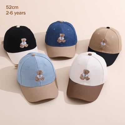 Children Baseball Cap 52cm 2-6Y Kids Cartoon Bear Patch Hat Children Visor Sun Hat Spring Summer Outdoor For Toddler Boys Girls