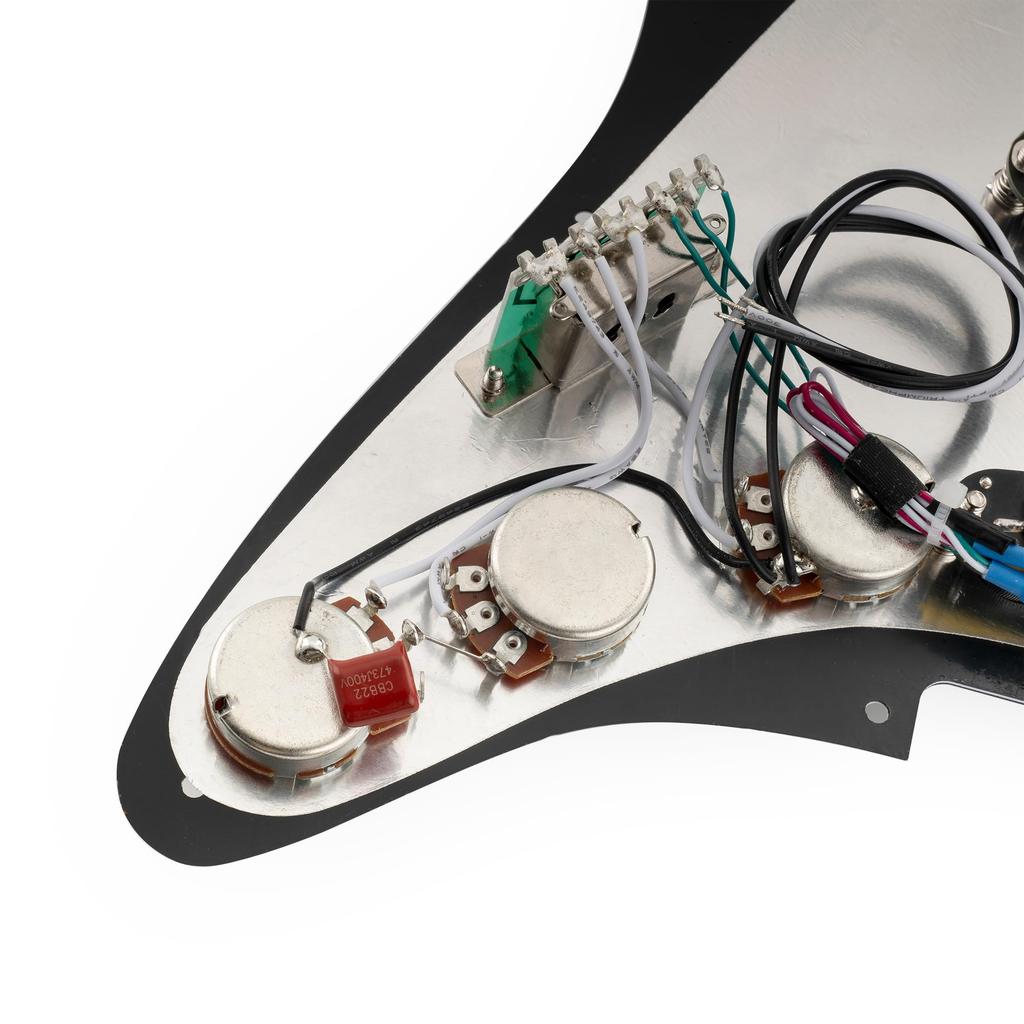 Musiclily SSS Strat Pickguard for Ceramic Humbucker Strat Electric Black Pro-SE ST-DPHC Pre-wired Single-Size Guitar, 3-Piece