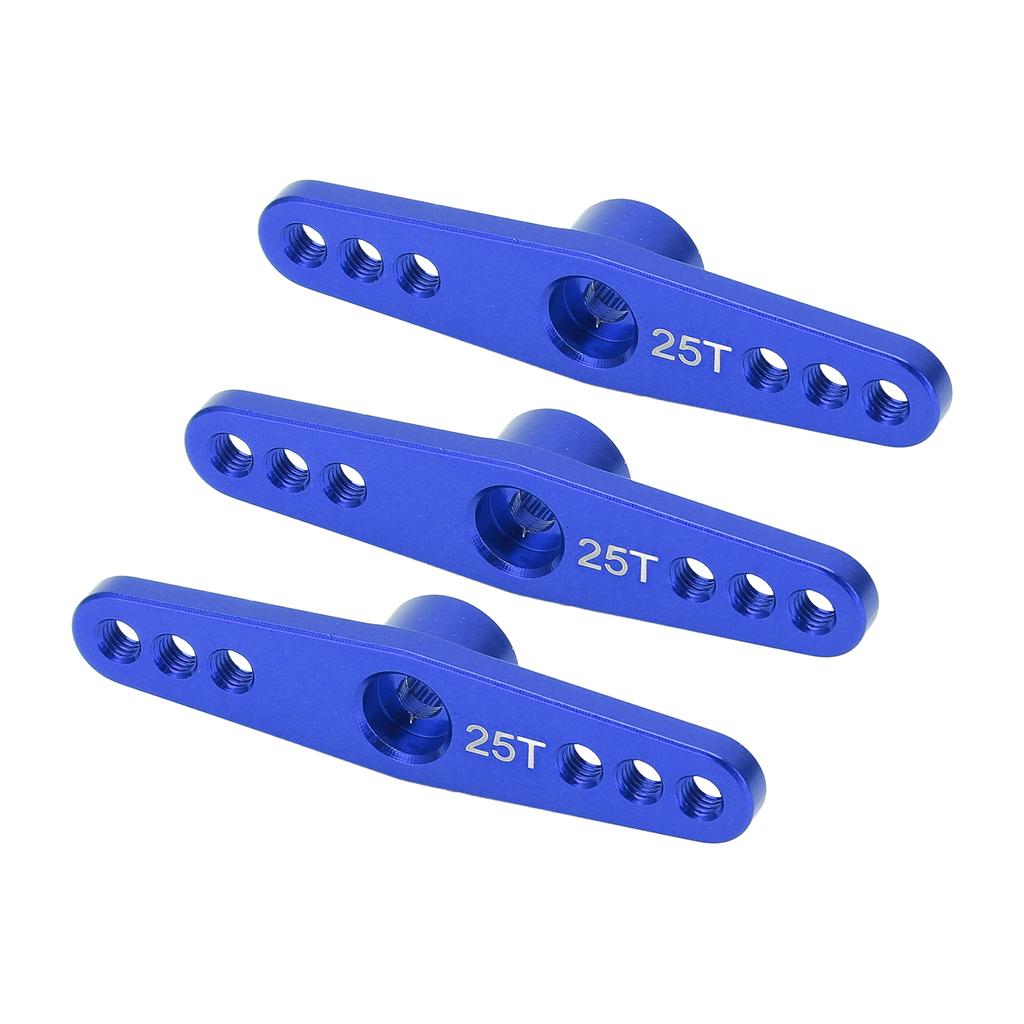 3Pcs 25T Aluminum Alloy RC Servo Arm Horn Long Type for 1 10 Remote Control Car Upgrade PartBlue