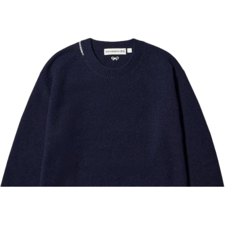 Uniqlo × Anya Hindmarch Collaboration FW23 Premium Lambswool Crewneck Sweater Women sweater Navy-Blue 468868-69