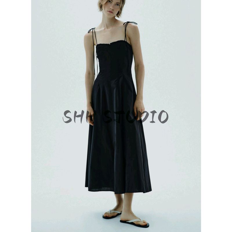 Summer New Women Clothes Laminated Decorative Poplin Midi Dress 3152317 3743035 8216035