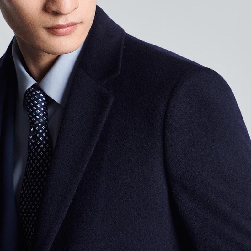 Baoxiniao Men's Cashmere Blend Mid-Length Notch Lapel Wool Coat