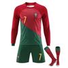 Equipación Deportiva Infantil Portugal Ronaldo Camiseta de Fútbol de Manga Larga Roja Ropa de Partido de Entrenamiento