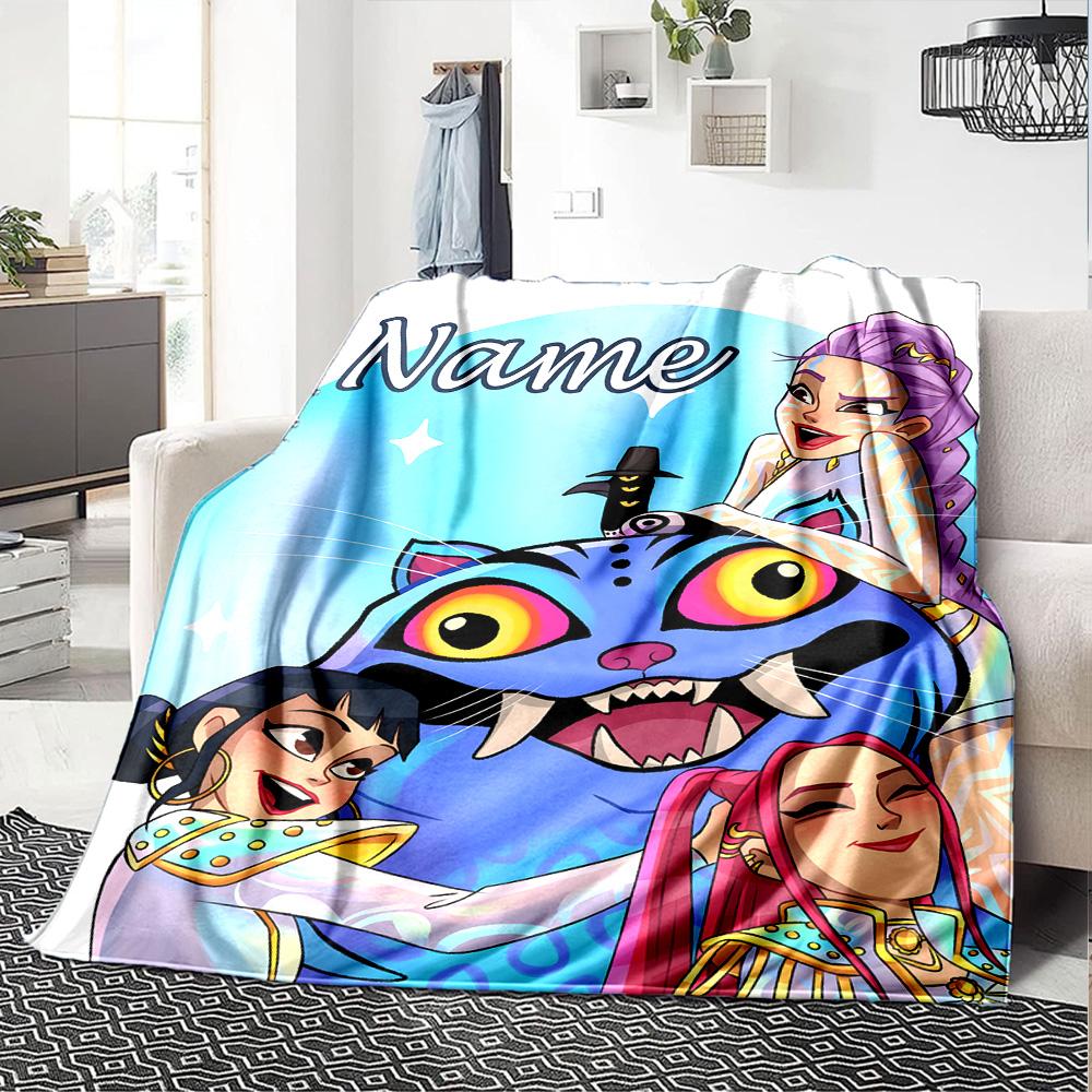 Customizable KPop Demon Hunters31 Throw Blanket – Personalized Name, All-Season Cozy Snug Blanket, Machine Washable, Personalized Blanket