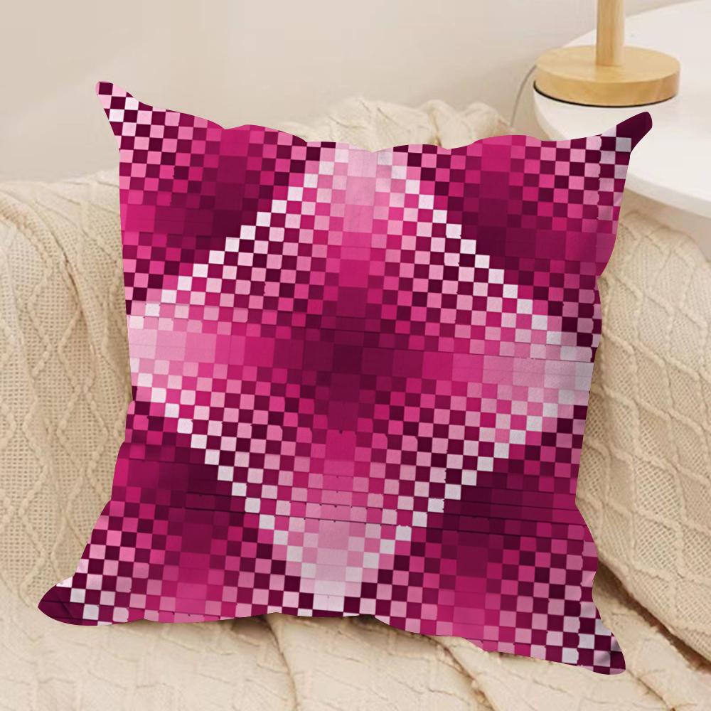 pink diamond pattern Cushion Cover Soft Plush Fabric DoubleSided Printed Cushion Covers for All Seasons Modern HomeDecor Gift