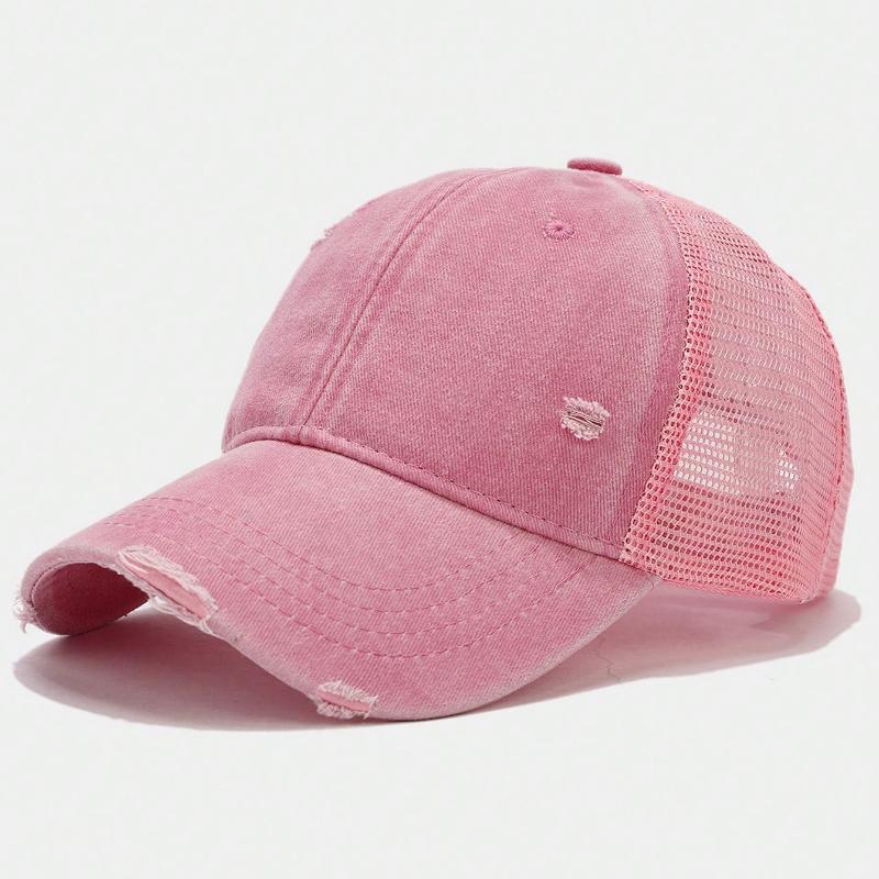 1pc Vintage Distressed Washed Baseball Mesh Cap,Breathable Sun Protection Multipurpose Outdoor Golf Sports Hat for Spring/Autumn