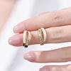 Exquisite White Enamel Rhinestone C-Shape Double-Layer Stud Earrings In 925 Silver for Women