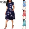 Women's Fashion Summer Spring Short Sleeve O-Neck Casual Dresses