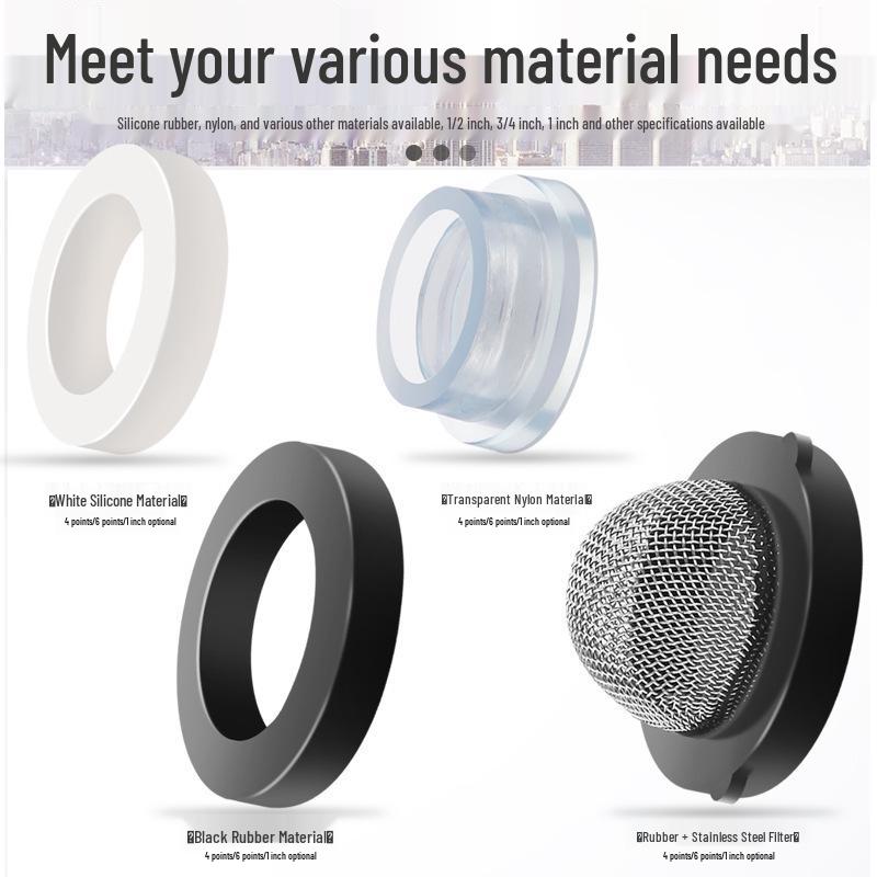 High-temp resistant rubber silicone sealing washer with flat mesh gasket for 4-point water heater and 6-point water meter shower inlet hose.