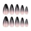 Black French Gradient Reusable Short Almond Halloween Nail Tips