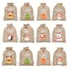 8/32pcs Christmas Burlap Gift Bags with Drawstring - Festive Linen Holiday Party Favors, Small Jute Bags for Gift Wrapping