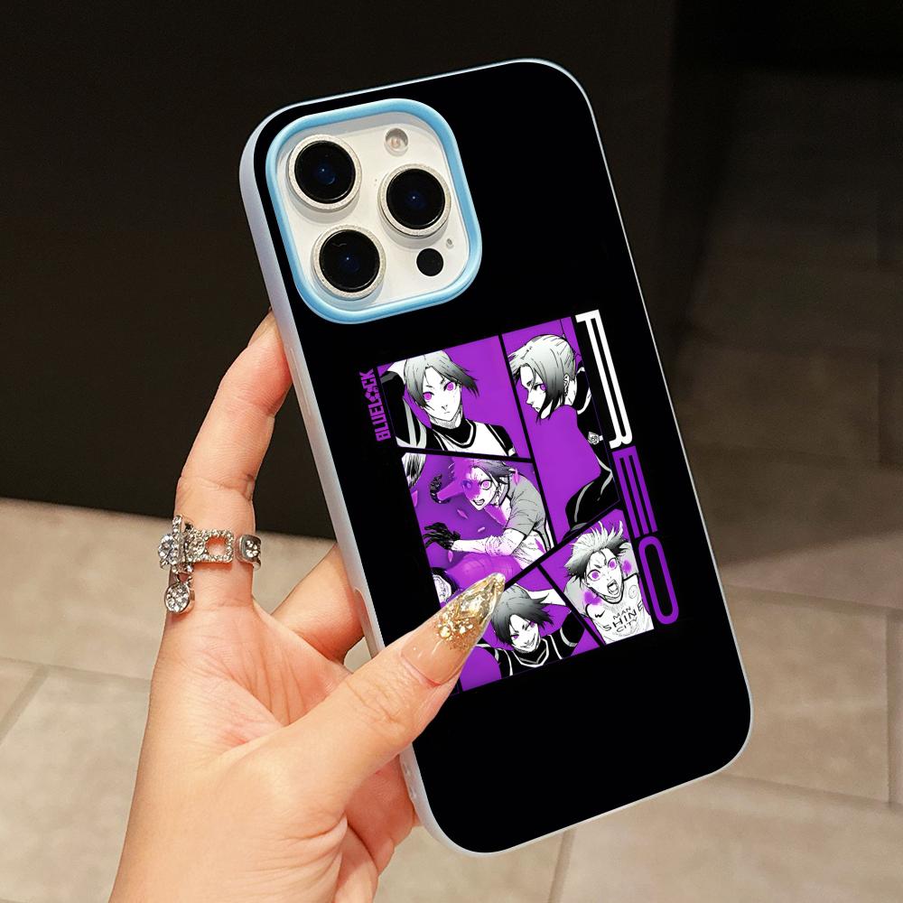 Blue Lock Reo Mikage Jelly Doppelschicht Hellblau Handyhülle für iPhone 17 16 15 14 13 12 11 Air Pro Max Plus Schutz