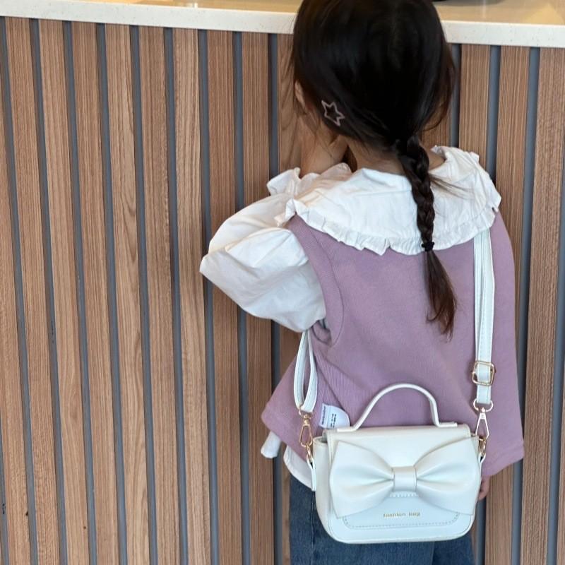 Pu Charming Mini Handbag For Girls And Boys With Delightful Bow Design For School Use