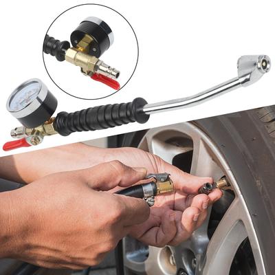 220PSI Nafukovač pneumatik s manometrem a ventilem pro pneumatiky automobilů a nákladních vozidel