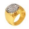 Italian Oval Rhinestone Star Ring, Retro Luxury, 18k Gold PVD Titanium Steel, Unisex