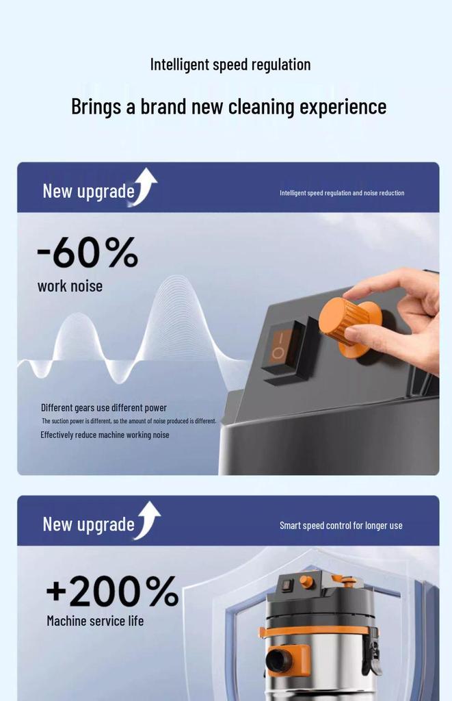 High Suction Vacuum Cleaner for Wet/Dry Use - Ideal for Initial and Grout Cleaning, Car Washing, and Industrial Needs