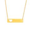 18K Gold Plated Stainless Steel Horizontal Bar Necklace Laser Engraving Name Heart Pendant Waterproof Minimalist for Couples