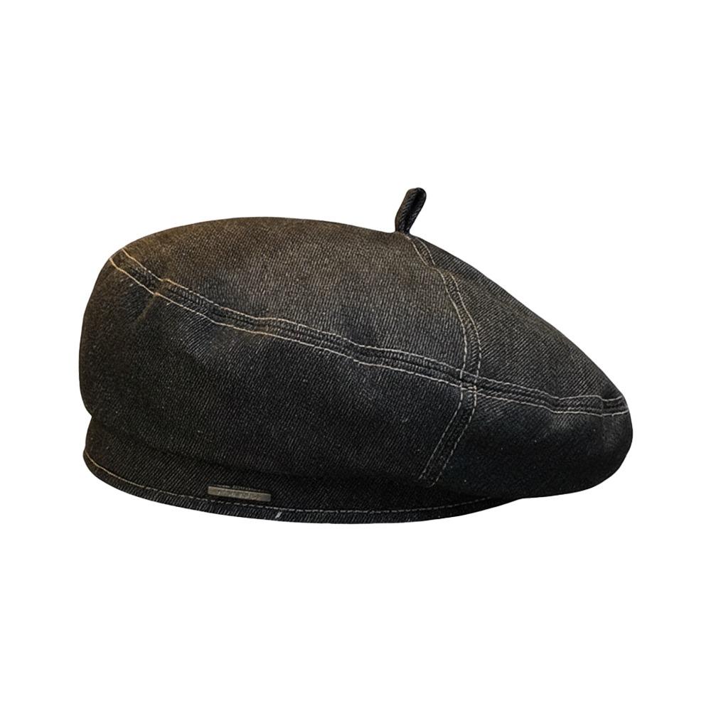 

Vintage Washed Denim Beret Hat Blue Jeans Metal Lettering Painter Hats Big Head Summer Cap Women чорний