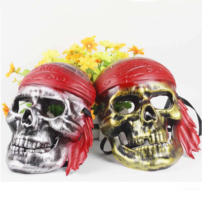 Full Face Scary Pirate Skull Mask in Gold & Silver for Halloween Gold Skull Pirate Mask золотой