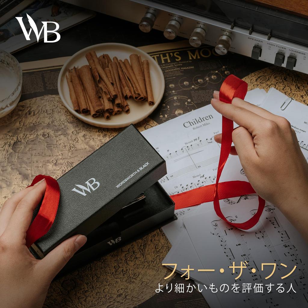 Wordsworth and Black Luxury Ballpoint Pen Set Silver Lacquer with 24K Gold Refillable Fine Gift for Men Ink Awesome Pen for Work - Finish, Nib, &