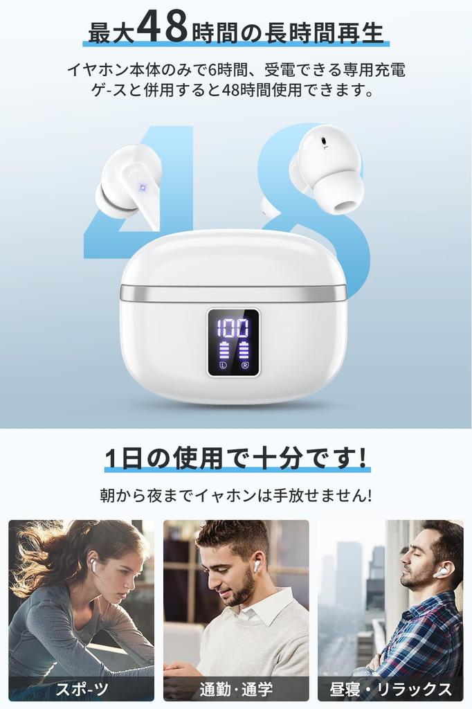 Cutting-edge Bluetooth 5.4 Earbuds, Wireless Bluetooth Earphones [New for 2025] LED Display, Wireless Type-C Fast Charging, Built-in Microphone,