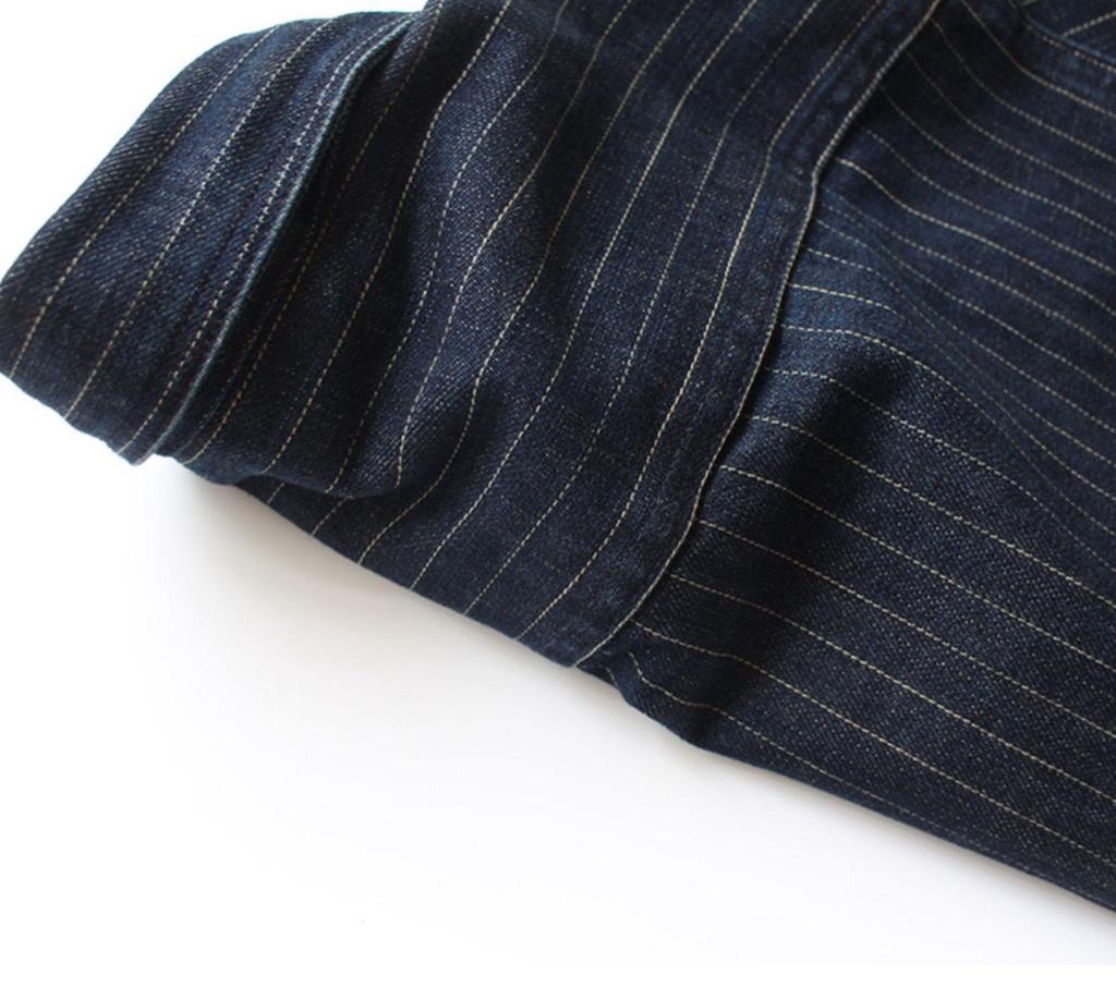 Men's Casual Retro Striped Denim Shirt Jacket - Long-Sleeved, Loose Fit for Spring and Autumn