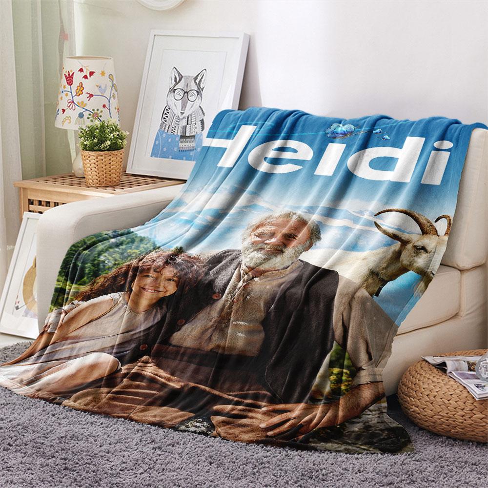 Heidi Art Printed Flannel Blanket, soft throw for bedroom sofa, washable, fan merchandise, great gift.