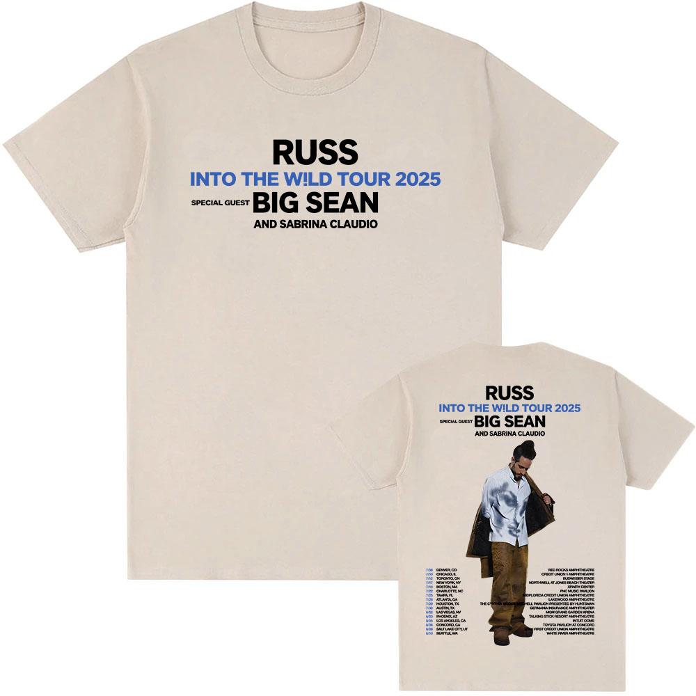 Russ in To The W!LD Tour 2025 T-shirt Summer Short Sleeve Male Tshirts Hip Hop Unisex Streetwear O-neck Rapper Printing T Shirt
