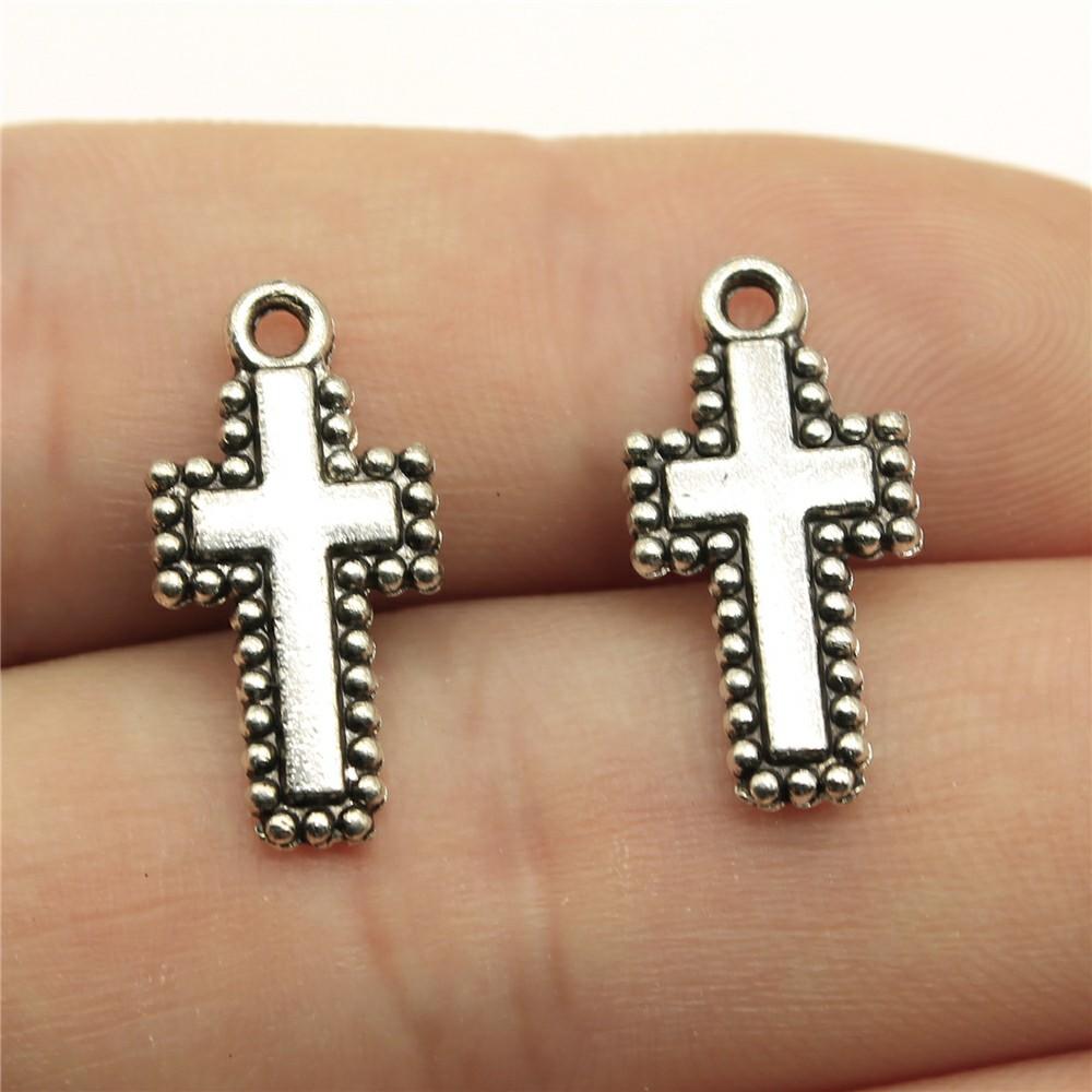 10pcs Charms Cross Antique Bronze Silver Color Pendants DIY Crafts Making Findings