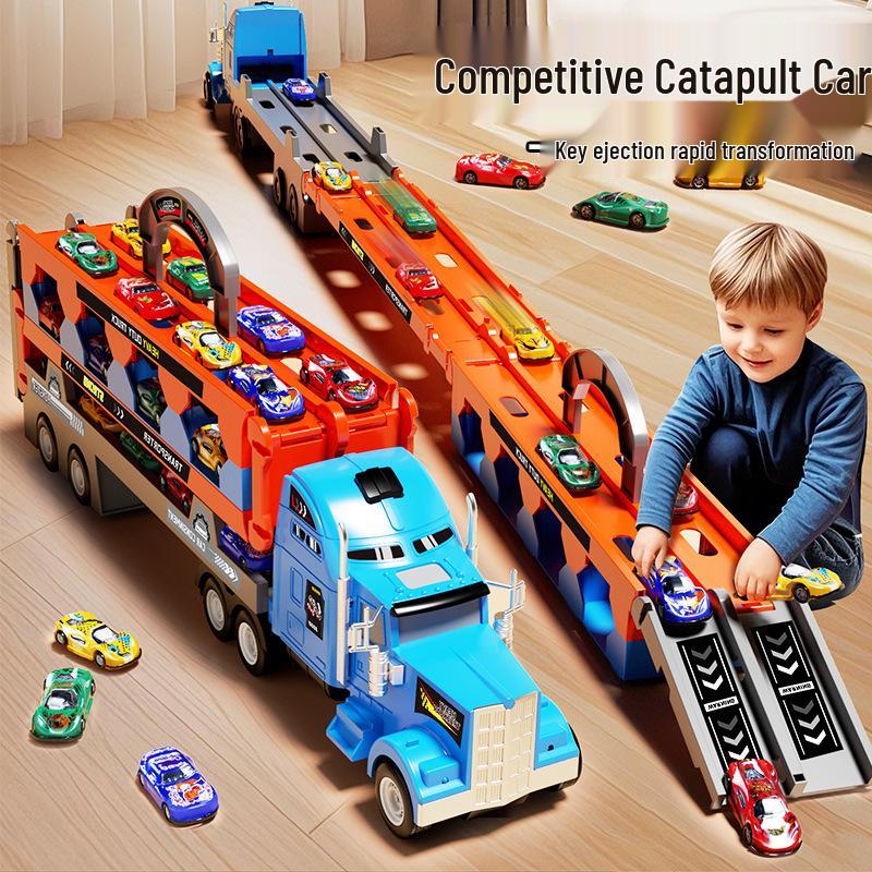 Dual Track Deformable Ejection Truck Toy with Inertial Storage - Large Alloy Container for Kids